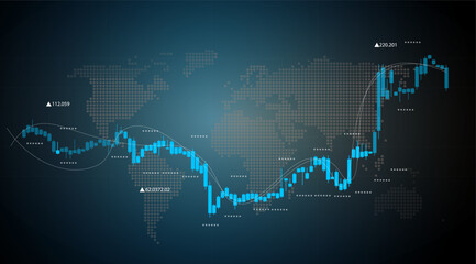 Economic graph with diagrams on the stock market, for business and financial concepts and reports. Abstract blue background vector