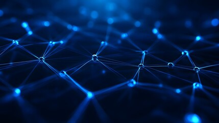 Obraz premium Abstract representation of a digital network with glowing nodes and interconnected lines, showcasing futuristic technology and data communication.