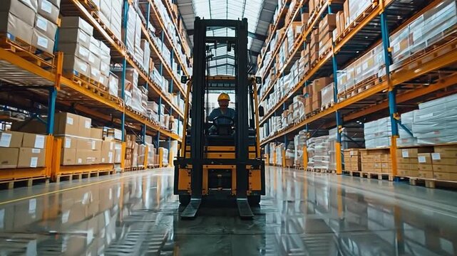 Forklifts at large warehouses