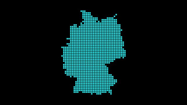 Germany digital map. Map of Germany in a dotted style. Shape of the country filled with rectangles. Appealing video.