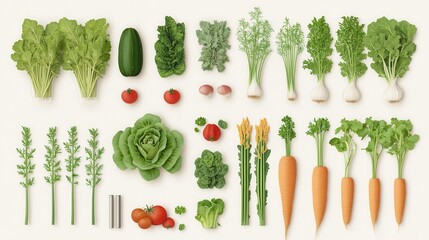Community garden flat design top view vegetables cartoon drawing colored pastel