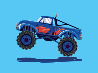 Vintage toy hot rod monster truck car. Vector illustration in flat design. © alaver
