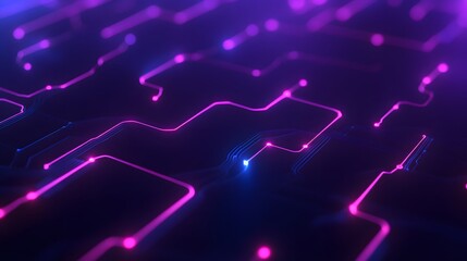 Obraz premium Futuristic neon circuit board design with glowing lines and technology patterns, perfect for tech and innovation themed projects.