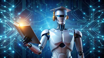 Fototapeta premium A Symphony of Circuits: The Robot's Journey to AI Mastery AI generated
