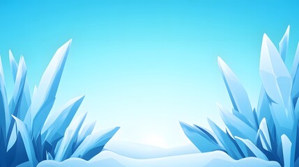 Fototapeta premium A landscape of sharp, icy crystals against a bright blue sky. Perfect for winter, cold, and frozen themes.