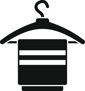 recommend clip art: Black towel hanging on hanger icon in simple style isolated on white background