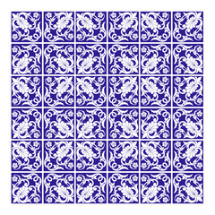 Mediterranean Azulejo blue and white ceramic tile
