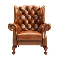 Luxurious leather armchair isolated on a transparent background