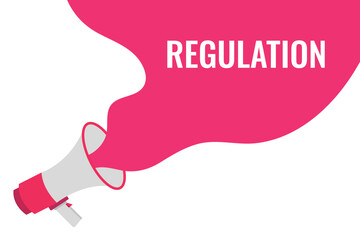 regulation button, banner, label, template for website. regulation text with colorful megaphone icon
