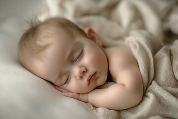Sleeping baby wrapped in a soft blanket