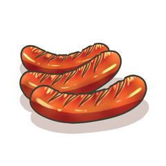 illustration grilled sausage