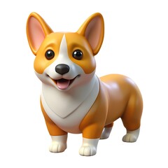 A cartoon corgi dog stands on a white background, smiling