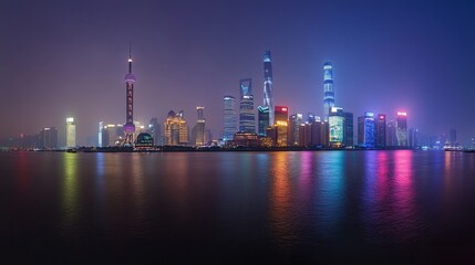 Fototapeta premium Shanghai beautiful skyline at night