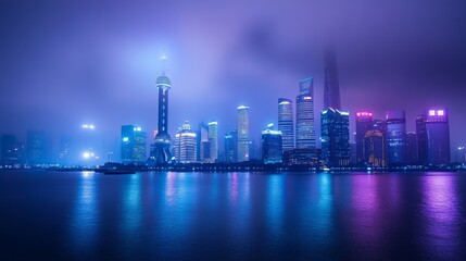 Obraz premium Shanghai beautiful skyline at night
