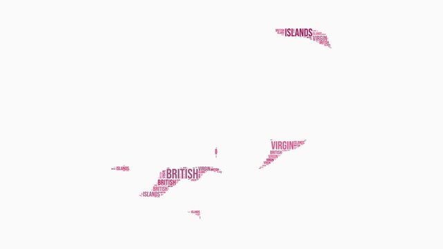 British Virgin Islands regions word cloud animation. Country logo animated video. British Virgin Islands colored text cloud. Regions typography style motion graphics. Stylish video.