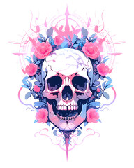 Floral Skull art nouveau illustration