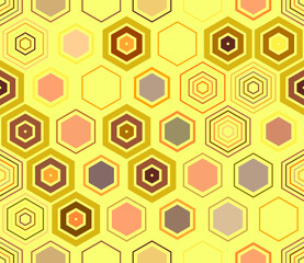 Honeycomb hexagon cells background. Geometric shapes of varied styles. Large hexagon shapes. Tileable pattern. Seamless background. Nice vector illustration.