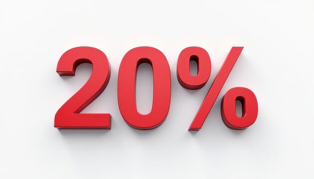 20 percent off 3D text typography. Promotion, discount, offer concept banner design.