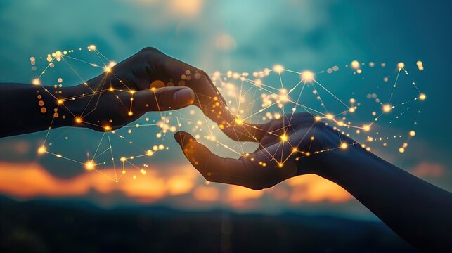 Hand to hand perfect connection symbol image
