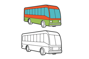 Bus vector illustration art design. Bus icon, Bus side icon vector. black and colorfully bus  