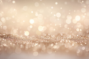Sparkling Golden Bokeh Lights on Luxurious Cream Background