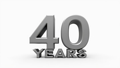 40 forty years anniversary 3D text typography illustration. Celebration, party, ceremony concept graphic element.