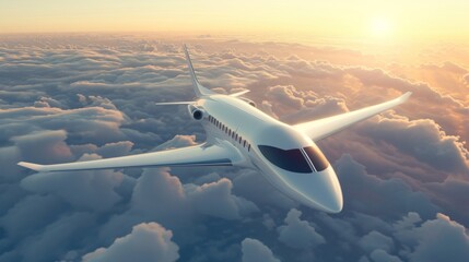 Fototapeta premium Modern airplane design that emphasizes fuel efficiency