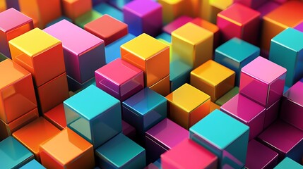 Obraz premium Colorful Glossy Cubes Abstract Pattern
