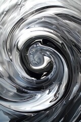 Abstract swirling liquid design in black and white