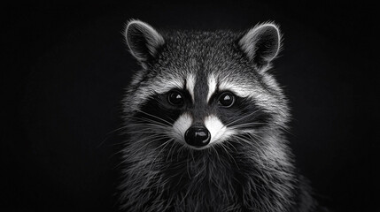 Raccoon in Shadow: A Monochrome Study. Generative AI