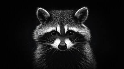 Fototapeta premium Raccoon in Shadow: A Monochrome Study. Generative AI