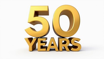 50 fifty years anniversary 3D text typography illustration. Celebration, party, ceremony concept graphic element.