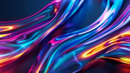 Fototapeta premium Abstract Digital Art: Vibrant Liquid Waves