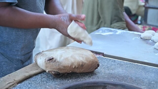 Roti, Chapati Making in Tandoor Close-up