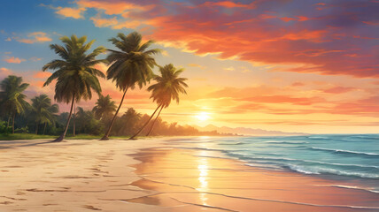 Sunset on the tropical beach