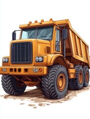 Fototapeta premium Yellow Dump Truck Illustration