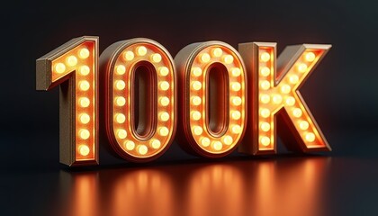 100 K number typography. One hundred thousand follower, celebration concept social media post banner design.