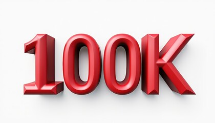 100 K number typography. One hundred thousand follower, celebration concept social media post banner design.