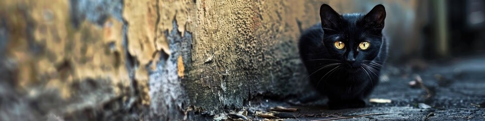 Obraz premium Black cat sneaking around your area