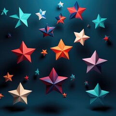 Fototapeta premium Floating 3D geometric stars with shadow play, dynamic design