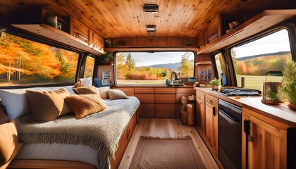 Fototapeta premium Interior of a cozy camper van