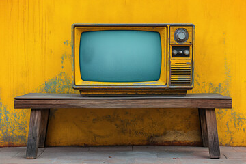 A Retro Television on a Vibrant Yellow Background creates an eyecatching visual