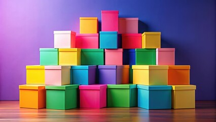 Obraz premium Colorful stack of boxes for a vibrant and playful stock photo, colorful, stack, boxes, vibrant, playful