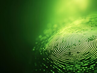 Intricate green fingerprint pattern illuminated by soft light