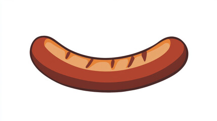 Fototapeta premium An icon of a meat sausage. The sausage is flat, with a brown exterior and a red interior.