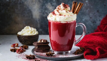 Velvety Red Velvet Hot Chocolate with Cream Cheese Whip