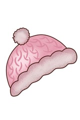 A Winter hat is a illustration, hand-drawn with watercolor brushes, with outline on a white background. For postcards, greetings, stickers and others DIY.