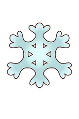A Christmas winter snowflake is a illustration, hand-drawn with watercolor brushes, with outline on a white background. For postcards, greetings, stickers and others DIY.