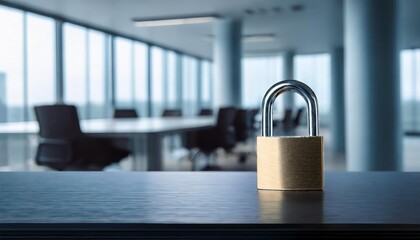 Padlock on a Table in a Modern Office