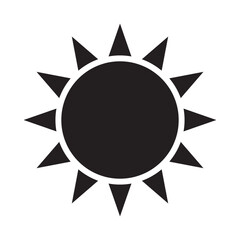 Sun icon, sun symbol isolated on white.
